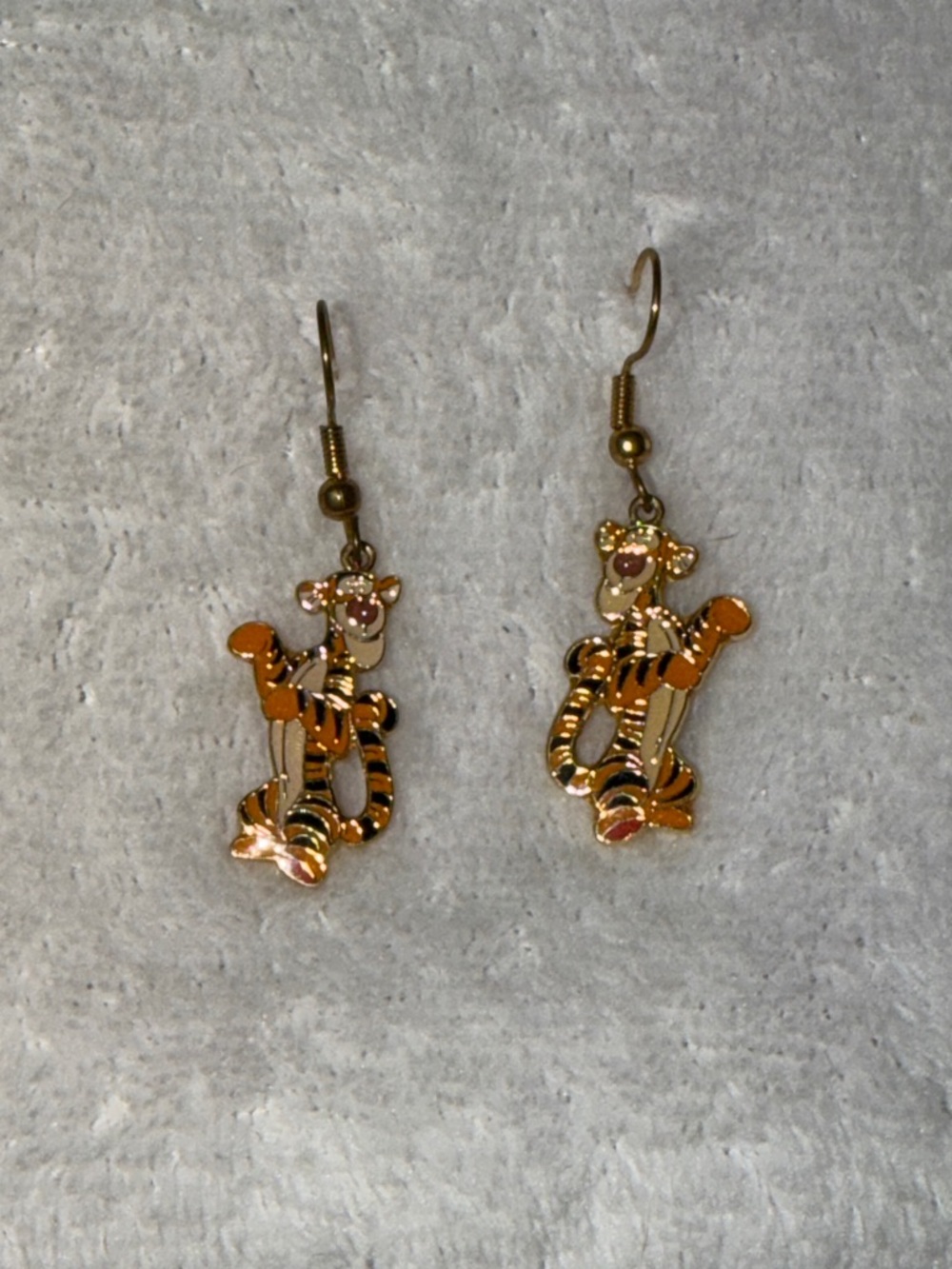 Disney Tigger Character Drop Earrings in Orange and Gold